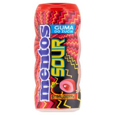 Mentos Sour Strawberry Guma do żucia bez cukru 30 g (15 sztuk)