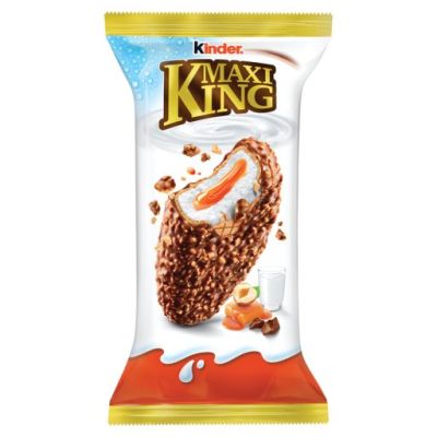 Kinder Maxi King Wafel z mlecznym i karmelowym nadzieniem pokryty czekoladą i orzechami 35 g