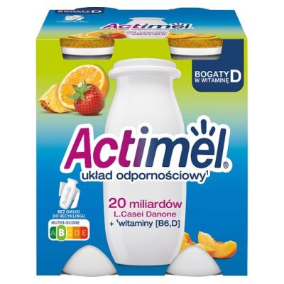 Actimel Napój jogurtowy o smaku wieloowocowym 400 g (4 x 100 g)