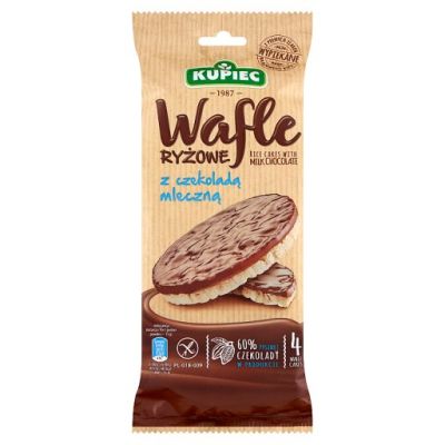 Kupiec Wafle ryżowe z czekoladą mleczną 60 g (4 sztuki)