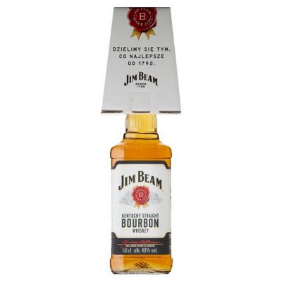 Jim Beam White Kentucky Straight Bourbon Whiskey 500 ml i szklanka