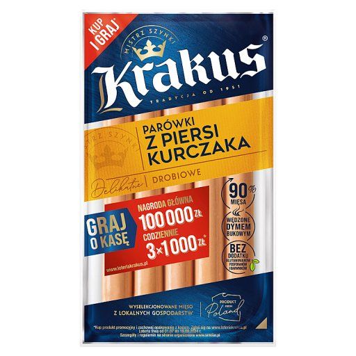 Krakus Parówki z piersi kurczaka drobiowe 200 g 