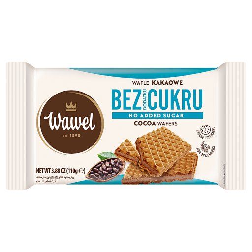 Wawel Wafle kakaowe bez dodatku cukru 110 g