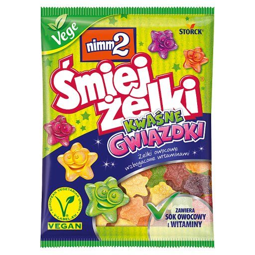 nimm2 Śmiejżelki Kwaśne gwiazdki Żelki owocowe wzbogacone witaminami 90 g