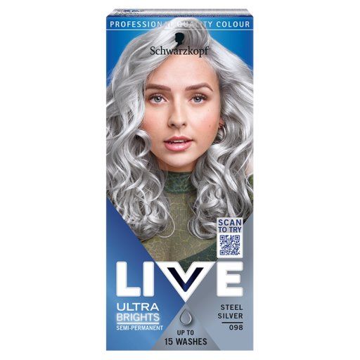 Schwarzkopf Live Ultra Brights or Pastel Farba do włosów Steel Silver 098