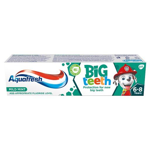 Aquafresh Big Teeth Pasta do zębów z fluorkiem 6-8 lat 50 ml