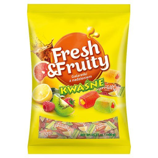 Wawel Fresh & Fruity Galaretki z nadzieniem kwaśne 1000 g