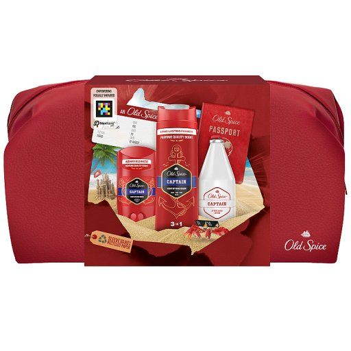 Old Spice Captain Zestaw podarunkowy – dezodorant w sztyfcie, żel pod prysznic i balsam po goleniu