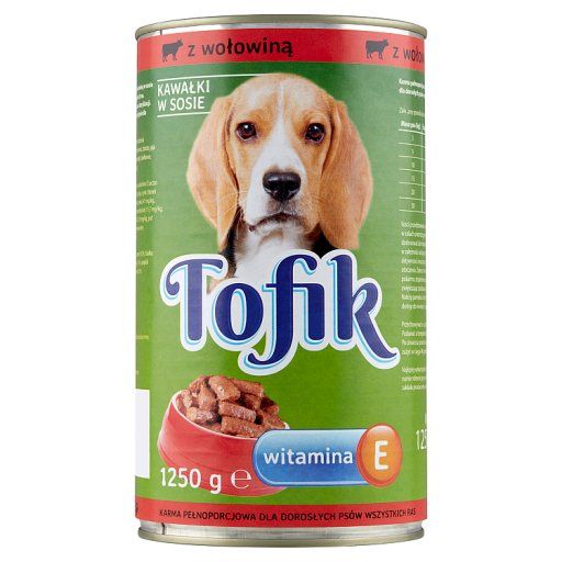 Tofik Karma dla dorosłych psów kawałki w sosie z wołowiną 1250 g