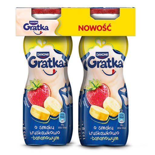 Danone Gratka Jogurt do picia o smaku truskawkowo-bananowym 4 x 155 g