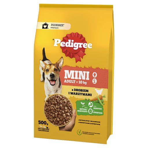 Pedigree Mini Adult <10 kg Sucha karma dla psów z drobiem i warzywami 500 g