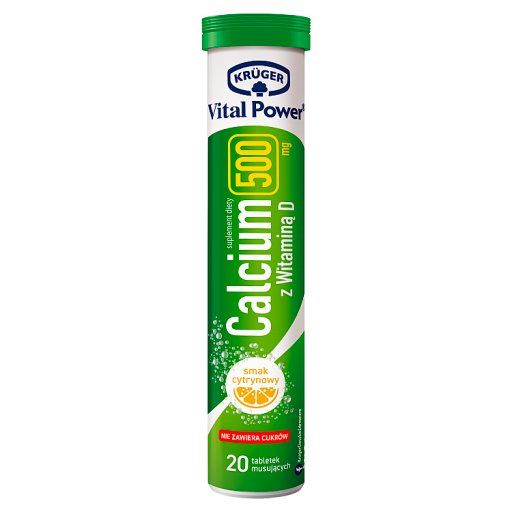 Krüger Vital Power Tabletki musujące calcium 500 mg smak cytrynowy 84 g (20 sztuk)