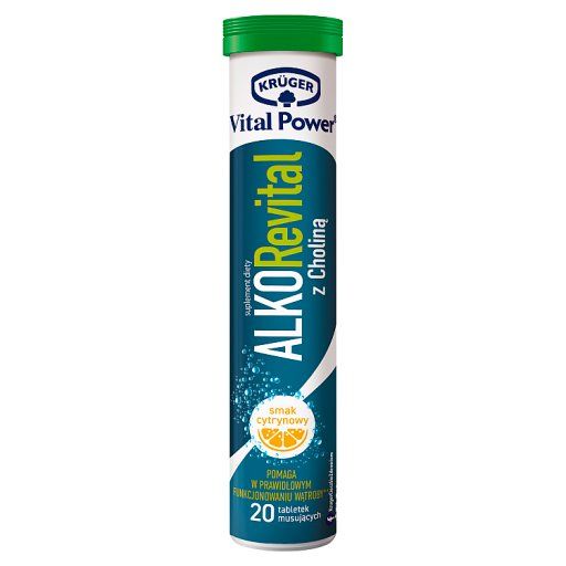 Krüger Vital Power Alko Revital Tabletki musujące z choliną smak cytrynowy 82 g (20 sztuk)