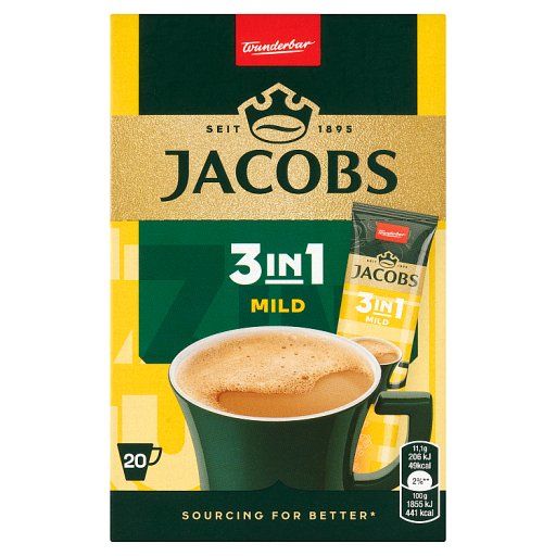 Jacobs 3in1 Mild Rozpuszczalny napój kawowy 222 g (20 x 11,1 g)