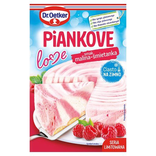 Dr. Oetker Piankove Love Ciasto na zimno smak malina-śmietanka 160 g