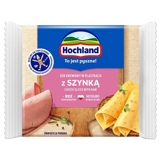 Hochland Ser kremowy w plastrach z szynką 130 g