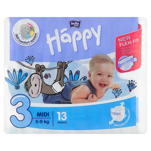 Bella Baby Happy Pieluszki jednorazowe 3 midi 5-9 kg 13 sztuk