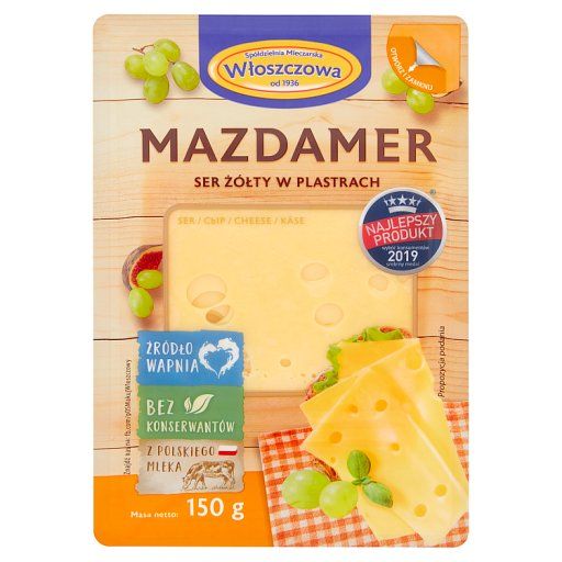 Włoszczowa Ser żółty w plastrach mazdamer 150 g