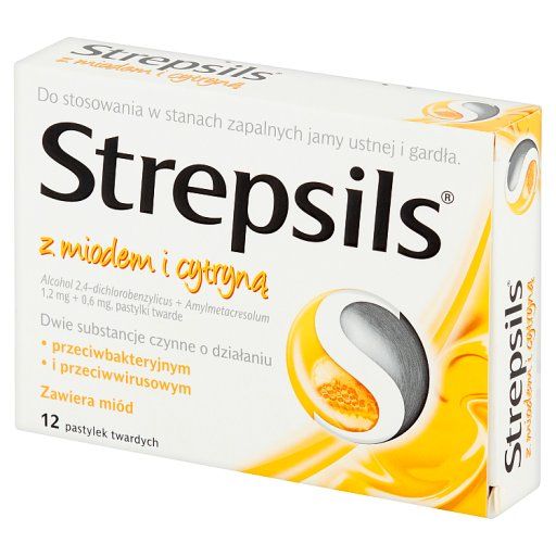 Strepsils z miodem i cytryną Pastylki twarde 12 sztuk