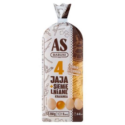As-Babuni Makaron wałkowany z siemieniem lnianym 4 jajeczny krajanka 250 g