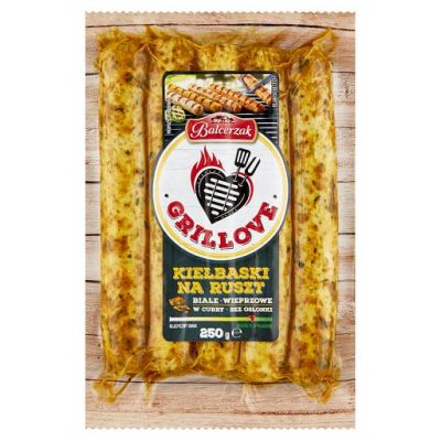 Balcerzak Grillove Kiełbaski na ruszt białe wieprzowe w curry 250 g