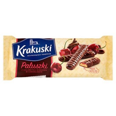 Krakuski Paluszki z galaretką wiśniową w czekoladzie 144 g