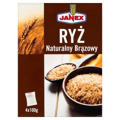 Janex Ryż naturalny brązowy 400 g (4 x 100 g)