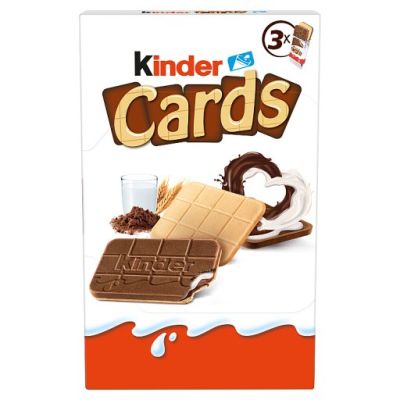 Kinder Cards Wafel wypełniony mlecznym i kakaowym nadzieniem 76,8 g (6 sztuk)