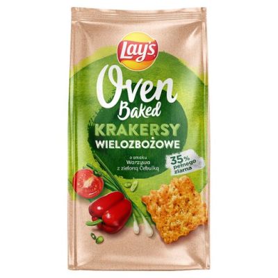 Lay's Oven Baked Krakersy wielozbożowe o smaku warzywa z zieloną cebulką 80 g