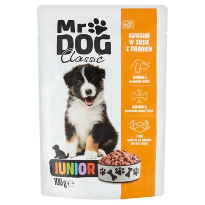 Mr Dog Classic Junior Karma dla psów kawałki w sosie z drobiem 100 g