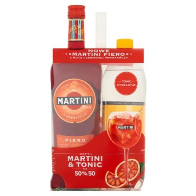 Martini Fiero Aromatyzowany napój na bazie wina 1 l i Schweppes Indian Tonic Napój gazowany 0,9 l