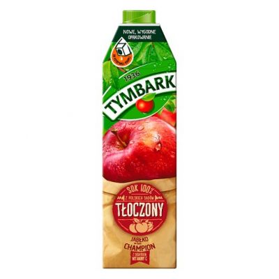 Tymbark Sok 100% tłoczony z jabłek Champion 1 l