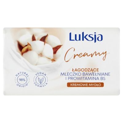 Luksja Creamy Kremowe mydło łagodzące mleczko bawełniane i prowitamina B5 100 g