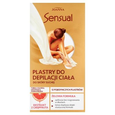 Joanna Sensual Plastry do depilacji ciała do skóry suchej 12 sztuk i Tubka z oliwką łagodzącą 10 ml