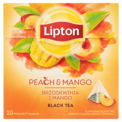 Lipton Herbata czarna aromatyzowana brzoskwinia i mango 36 g (20 torebek)