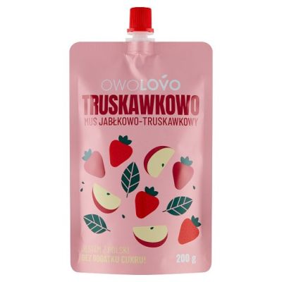 Owolovo Truskawkowo Mus jabłkowo-truskawkowy 200 g