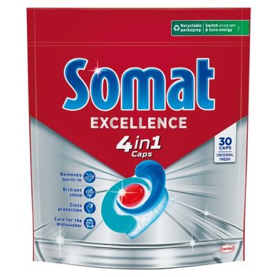 Somat Excellence 4in1 Original Kapsułki do mycia naczyń w zmywarkach 543 g (30 sztuk)