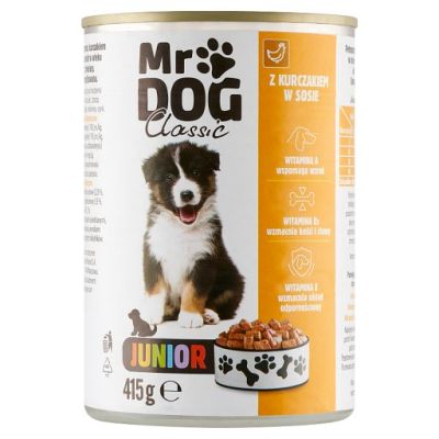 Dobry Wybór Mr Dog Junior Karma pełnoporcjowa dla szczeniąt z kurczakiem w sosie 415 g