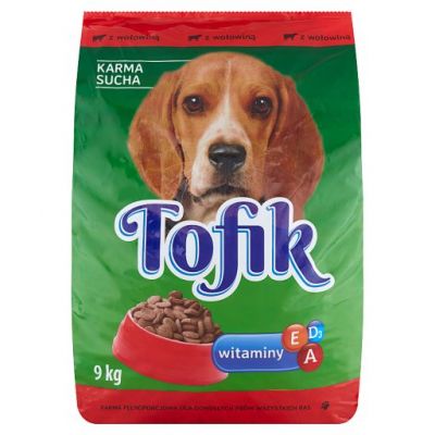 Tofik Karma sucha dla dorosłych psów z wołowiną 9 kg