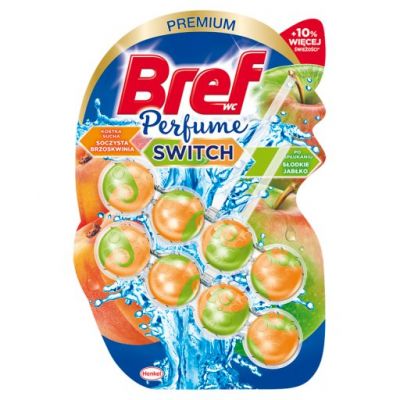 Bref WC Perfume Switch Zawieszka myjąco-zapachowa do muszli WC soczysta brzoskwinia-jabłko 2 x 50 g