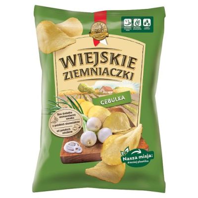 Wiejskie Ziemniaczki Chipsy ziemniaczane o smaku cebulki 130 g