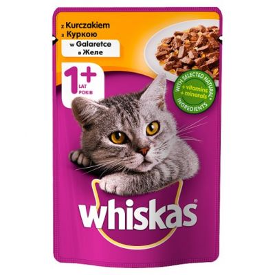 Whiskas 1+ lat Karma pełnoporcjowa z kurczakiem w galaretce 100 g