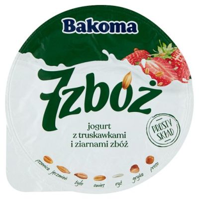 Bakoma 7 zbóż Jogurt z truskawkami i ziarnami zbóż 140 g