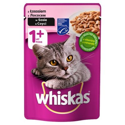 Whiskas 1+ lat Karma pełnoporcjowa z łososiem w sosie 100 g