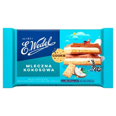 E. Wedel Cookie Czekolada mleczna z nadzieniem kokosowym i herbatnikiem 100 g