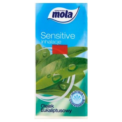 Mola Sensitive Chusteczki higieniczne 3 warstwowe Inhalacje Olejek eukaliptusowy 10 sztuk