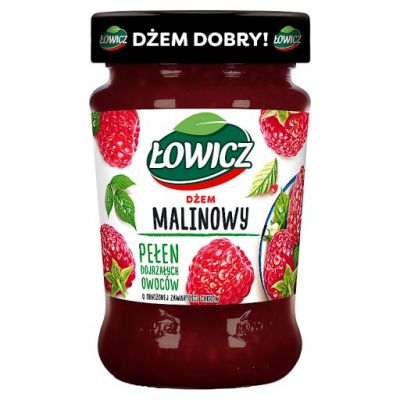 Łowicz Dżem malinowy o obniżonej zawartości cukrów 280 g